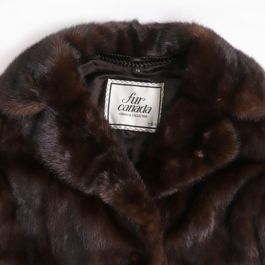 極美品☆fur canada MINK ミンク 本毛皮コート ブラウン 13号 毛質艶や