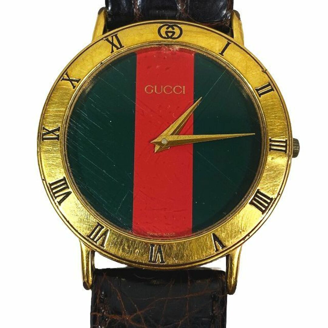 Gucci - グッチ ラウンド ローマンベゼル シェリーライン文字盤 メンズ