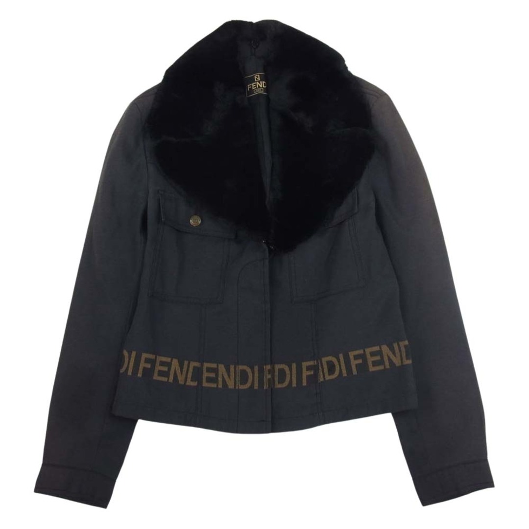 FENDI フェンディ ジャケット オールド ロゴ ファー トラック ジャケット ダークグレー系 28【中古】 | フリマアプリ ラクマ