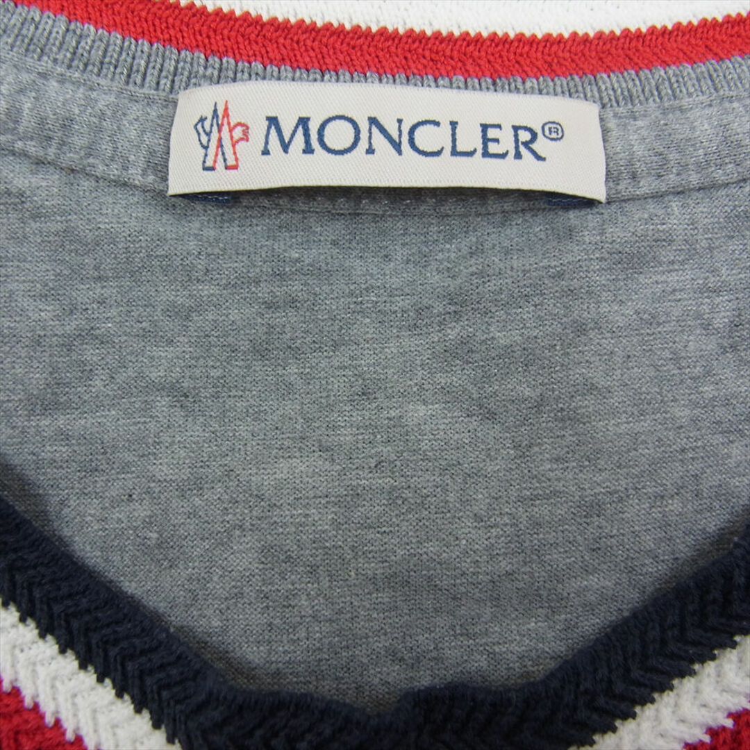 MONCLER モンクレール Ｔシャツ 18SS D20918028300 8390Y MAGLIA T-SHIRT Tricolor Rib トリコロールリブ Tシャツ グレー系【美品】