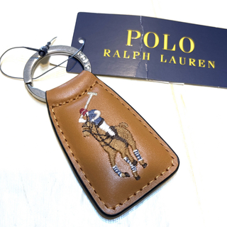 ポロラルフローレン(POLO RALPH LAUREN)のポロ ラルフローレン 新品 キーホルダー ブランド レザー ブラウン POLO(キーホルダー)