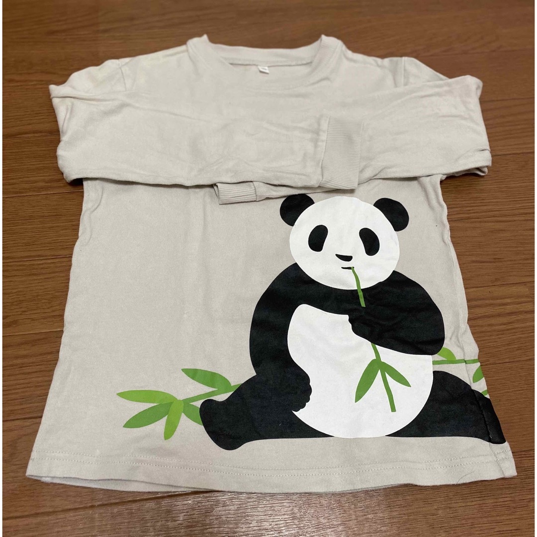 MUJI (無印良品)(ムジルシリョウヒン)のパンダプリント 長袖Tシャツ　140  中古 キッズ/ベビー/マタニティのキッズ服女の子用(90cm~)(Tシャツ/カットソー)の商品写真