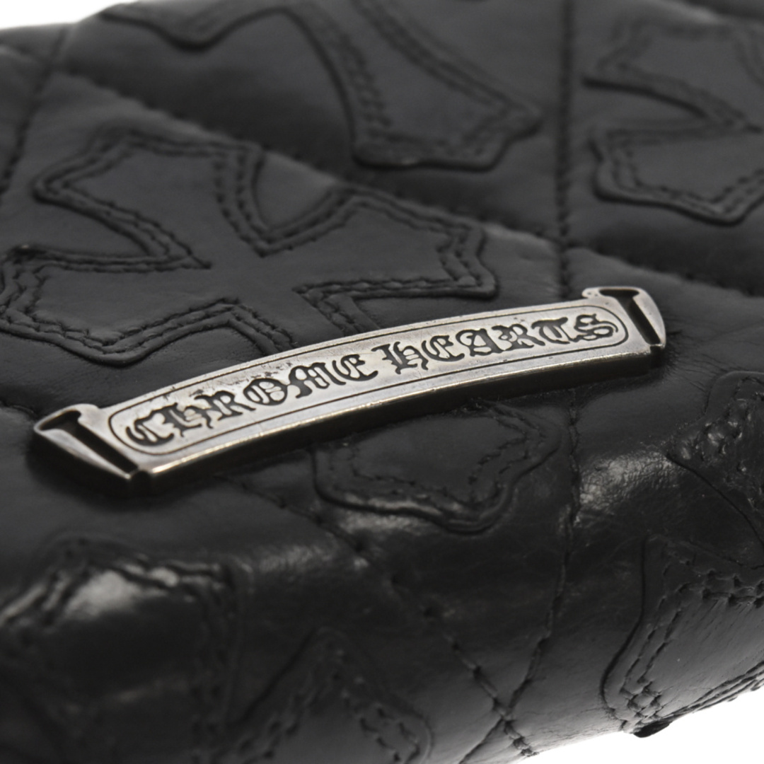 CHROME HEARTS クロムハーツ REC F ZIP/QUILTED セメタリークロスキルティングレザーウォレット財布 ブラック