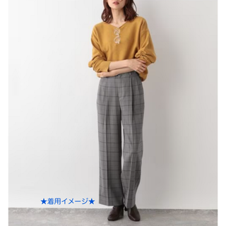 グローバルワーク(GLOBAL WORK)の[未使用品★美品]ウツクシルエットワイド柄/グレーウエンドペン柄／GLOBAL (カジュアルパンツ)