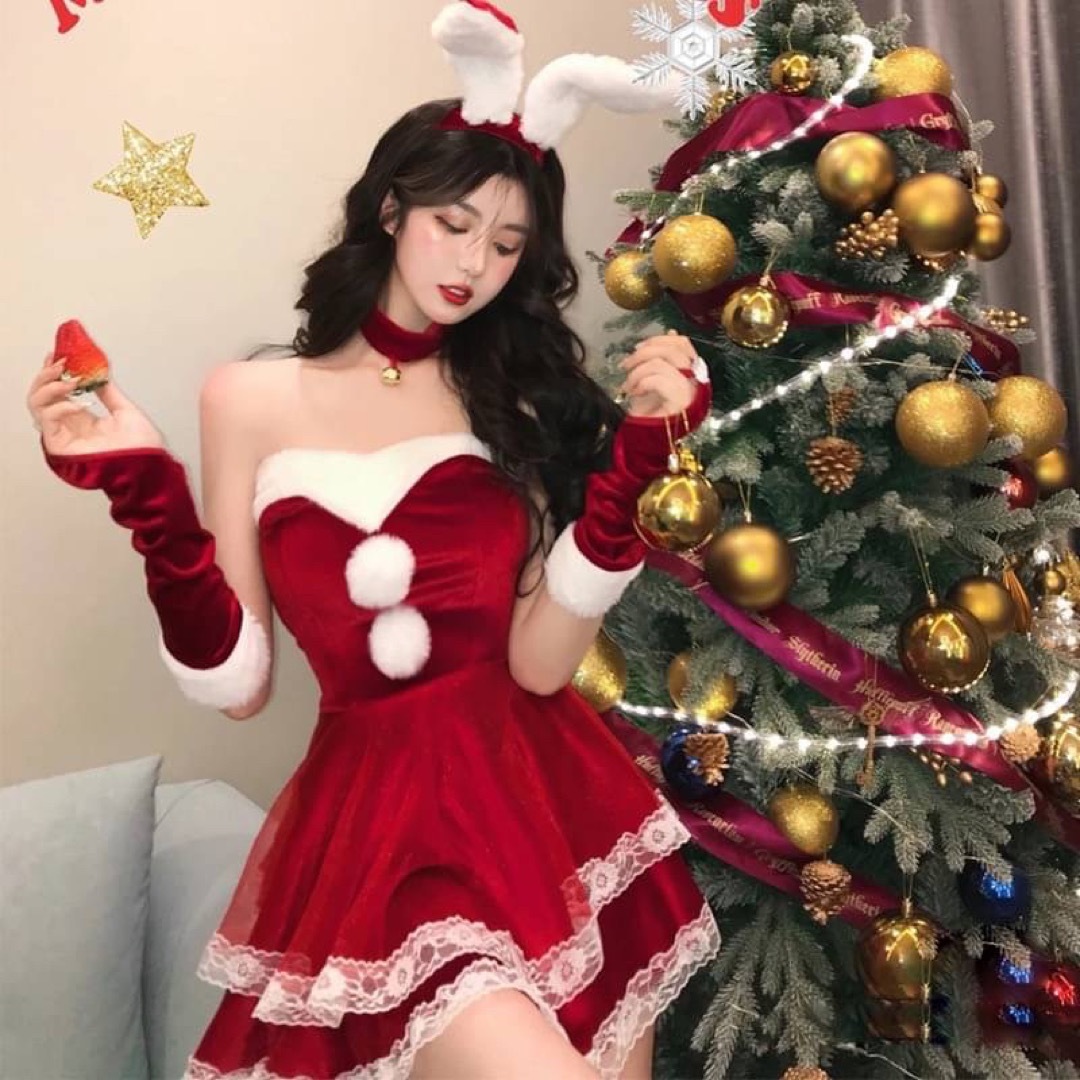 セクシーバニーガール サンタ コスプレ♡6点セット うさぎ クリスマス フリー