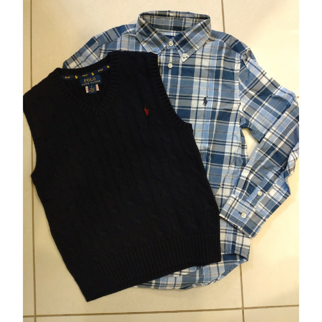 POLO RALPH LAUREN(ポロラルフローレン)のtomo♪様ラルフローレン　120　シャツ　ベスト　2点 キッズ/ベビー/マタニティのキッズ服男の子用(90cm~)(Tシャツ/カットソー)の商品写真