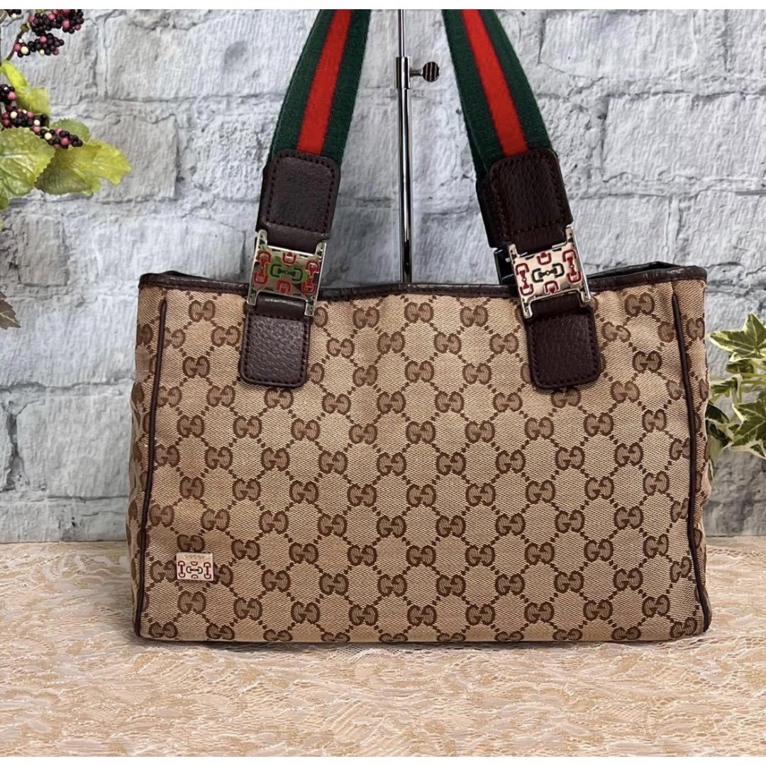 Gucci - 【美品】正規品☆グッチGGキャンバス トートバッグ シェリー