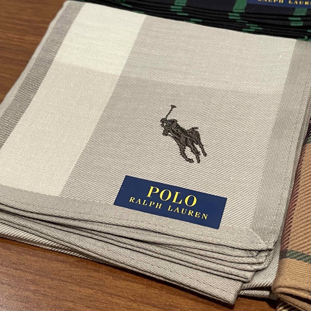 POLO RALPH LAUREN(ポロラルフローレン)の【新品】ポロ ラルフローレン 紳士ハンカチ 4枚セット メンズのファッション小物(ハンカチ/ポケットチーフ)の商品写真