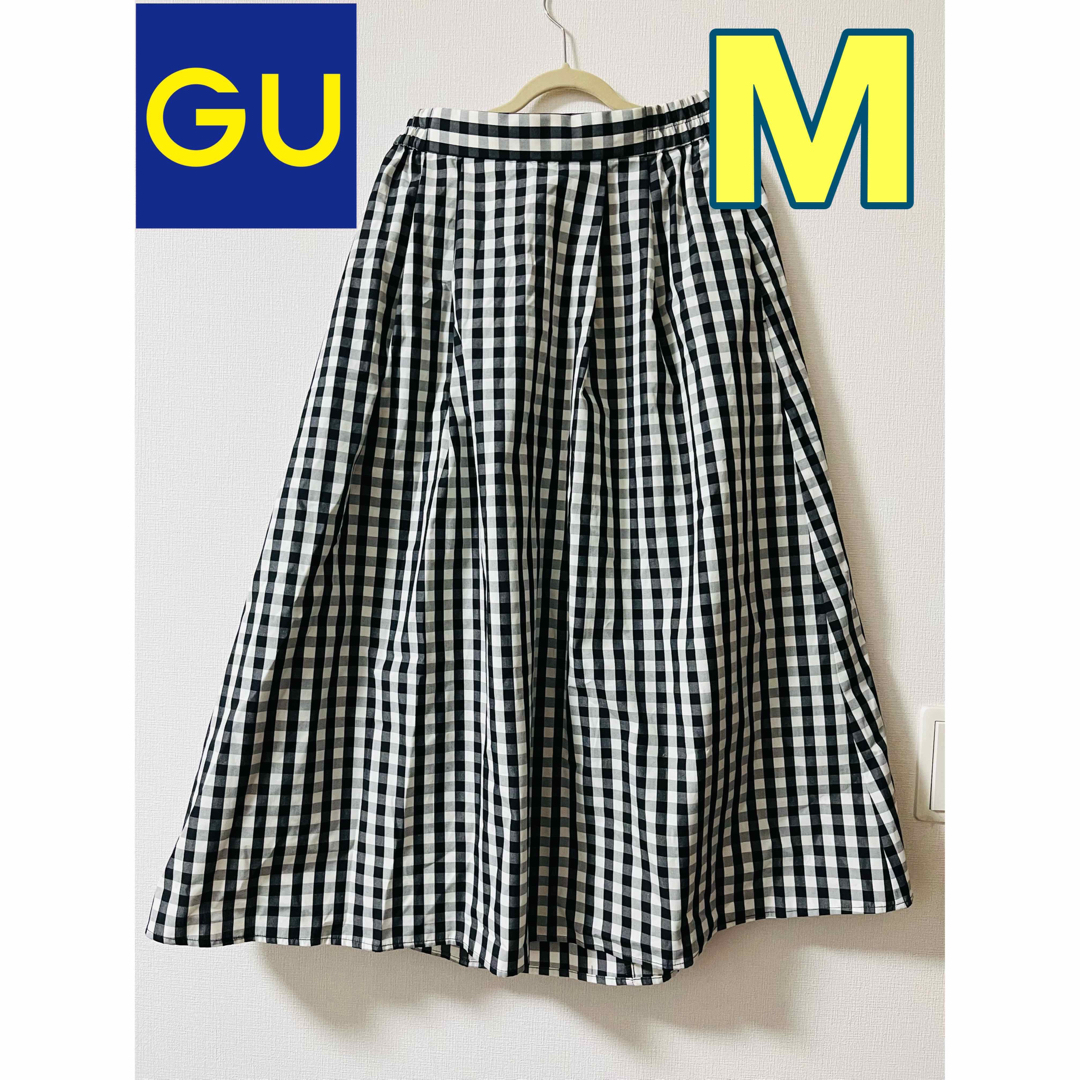GU(ジーユー)の【新品】GU レディース タックフレアミディスカート　ギンガムチェック M レディースのスカート(ロングスカート)の商品写真