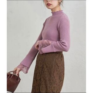 ナチュラルクチュール(natural couture)の【大好評リバイバルアイテム】袖口レースもちもちリブタートル(ニット/セーター)