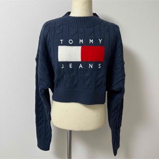 トミージーンズ(TOMMY JEANS)の大人気！Tommy Jeans ケーブルニット ネイビー S M(ニット/セーター)