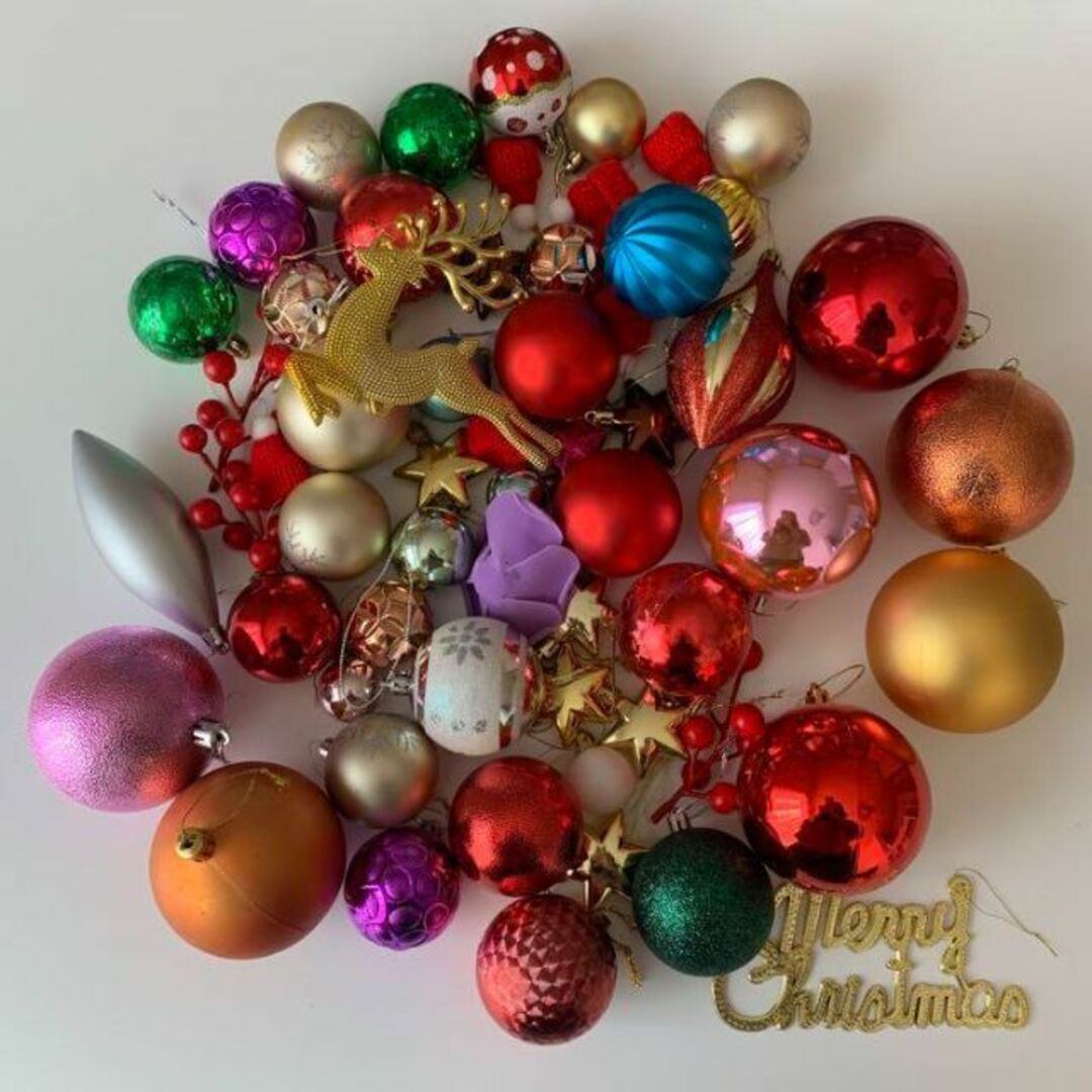 クリスマスツリーオーナメントボール飾り装飾クーゲル玉ボウル球カラフルマルチカラー | フリマアプリ ラクマ