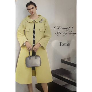 【美品】Rene フリルノーカラーコート ワンピース デニム フロントファスナー