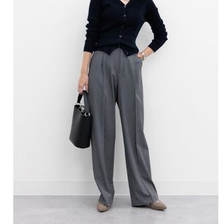 ユニクロu ウールブレンドタックパンツ 70 dark brown