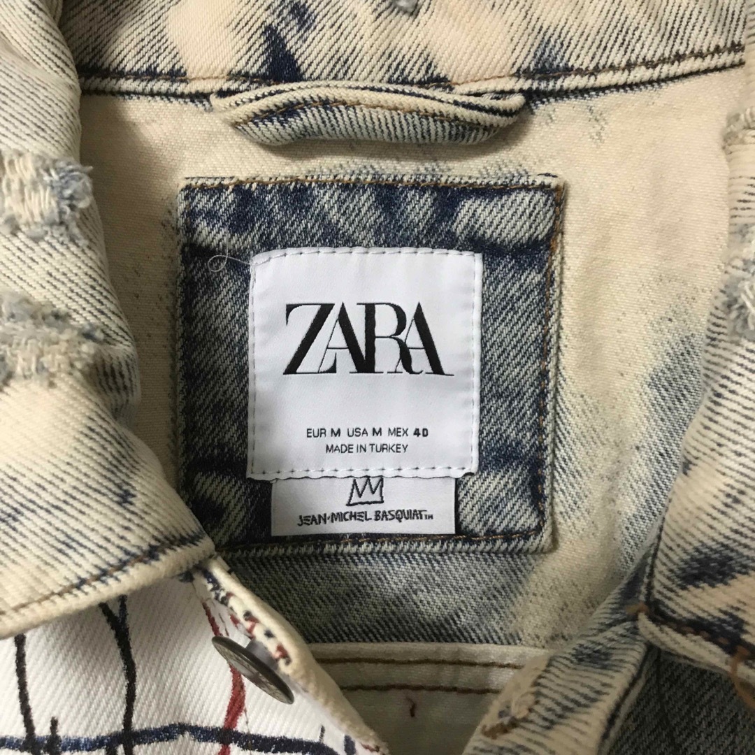 ZARA(ザラ)の【コラボ商品】ZARA×バスキア♡デニムジャケット♡レア♡ダメージ加工 メンズのジャケット/アウター(Gジャン/デニムジャケット)の商品写真