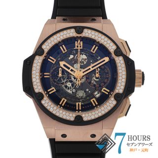 ウブロ(HUBLOT)の【118143】HUBLOT ウブロ  701.OX.0180.RX.1104 キングパワーウニコベゼルダイヤ ブラックダイヤル PG/ラバー 自動巻き ギャランティーカード 純正ボックス 腕時計 時計 WATCH メンズ 男性 男 紳士【中古】(腕時計(アナログ))