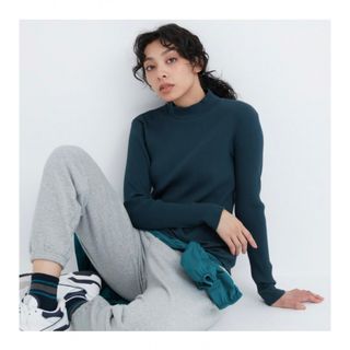 ユニクロ(UNIQLO)のリブハイネックT（長袖）値下げ(カットソー(長袖/七分))