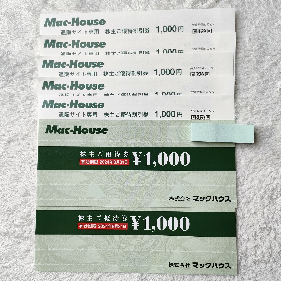 Mac-House(マックハウス)のマックハウス優待券2000円分・通販サイト割引券 5000円分 チケットの優待券/割引券(ショッピング)の商品写真