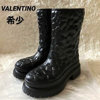 【希少】VALENTINO ヴァレンティノ ラバーブーツ 花柄 ブラック 37