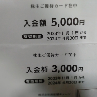 ニシマツヤ(西松屋)の西松屋　株主優待カード8000(ショッピング)