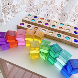 アクリルキューブ 20個 ジュエルブロック 16個 子供 おもちゃ クリスマス(積み木/ブロック)