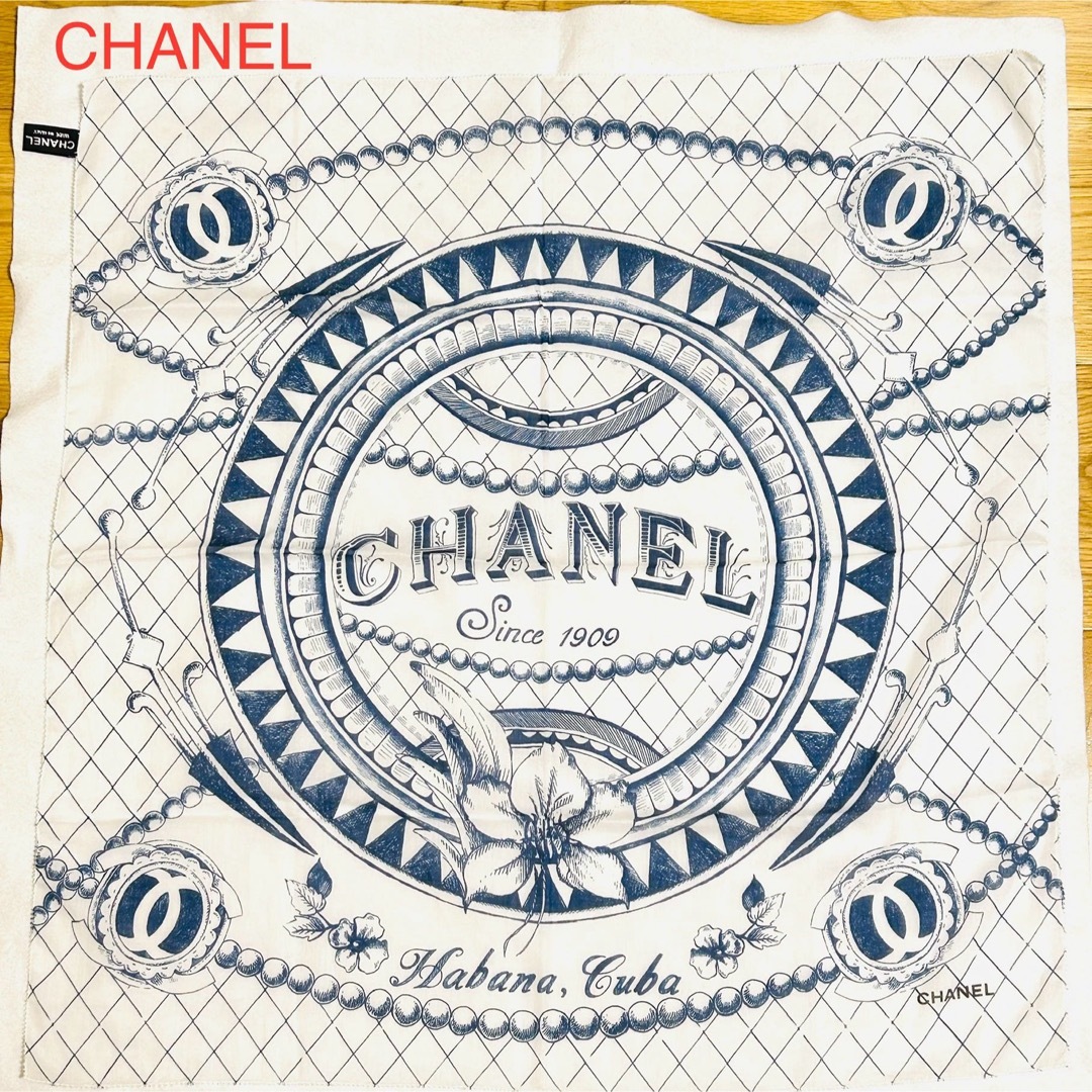 美品　希少　CHANEL シャネル スカーフ ココマーク シースルー タグ付