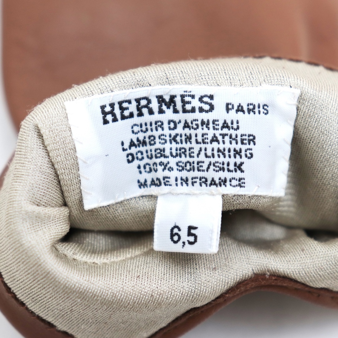 Hermes(エルメス)の美品 エルメス ドリームラブ ハートチャーム ラムスキン レザーグローブ 手袋 レディース 茶 ブラウン 6.5 Dream Love Clou de Coeur HERMES レディースのファッション小物(手袋)の商品写真