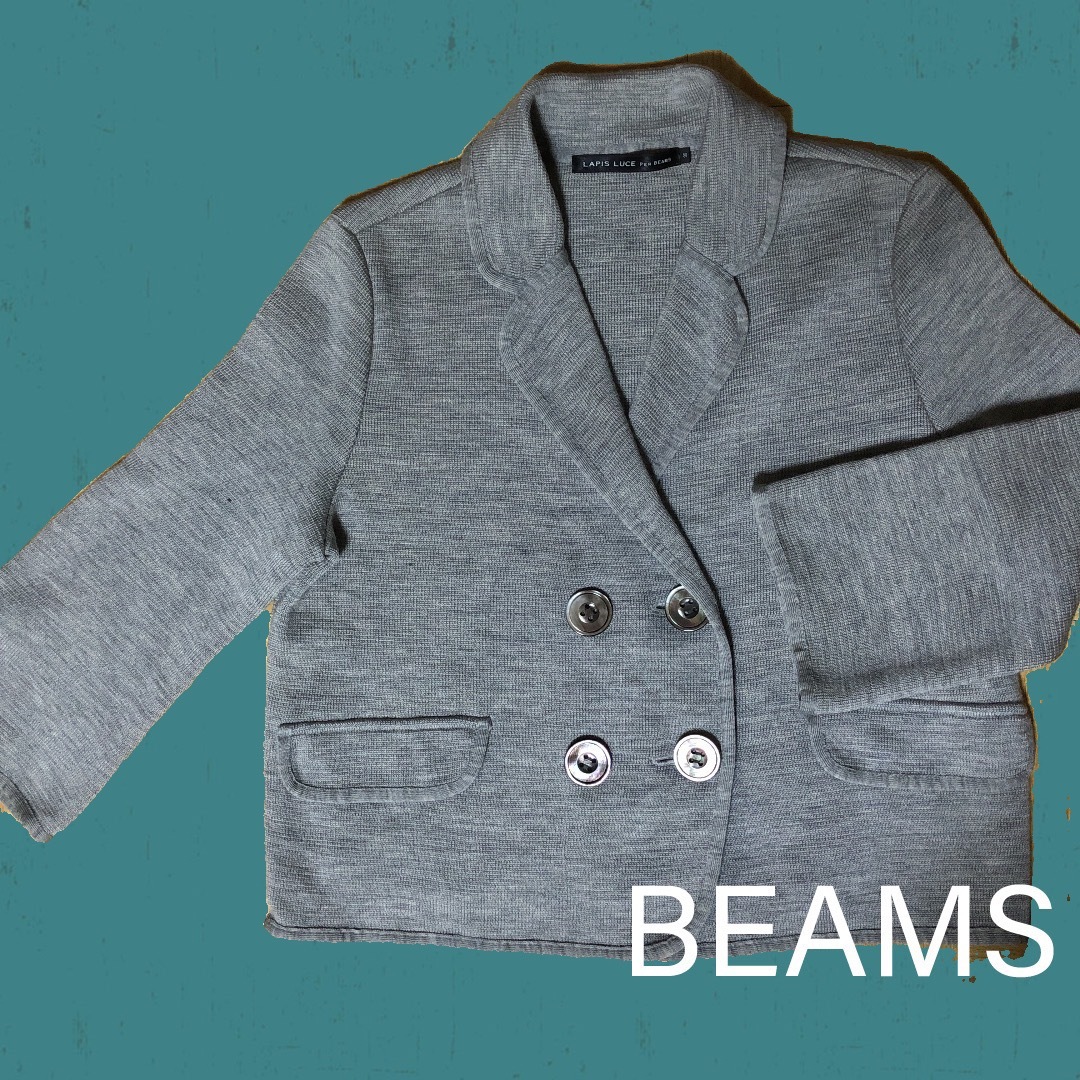 BEAMS(ビームス)のBEAMS上品ニットジャケット　カーディガン　グレー　ラピスルーチェパービームス レディースのジャケット/アウター(テーラードジャケット)の商品写真
