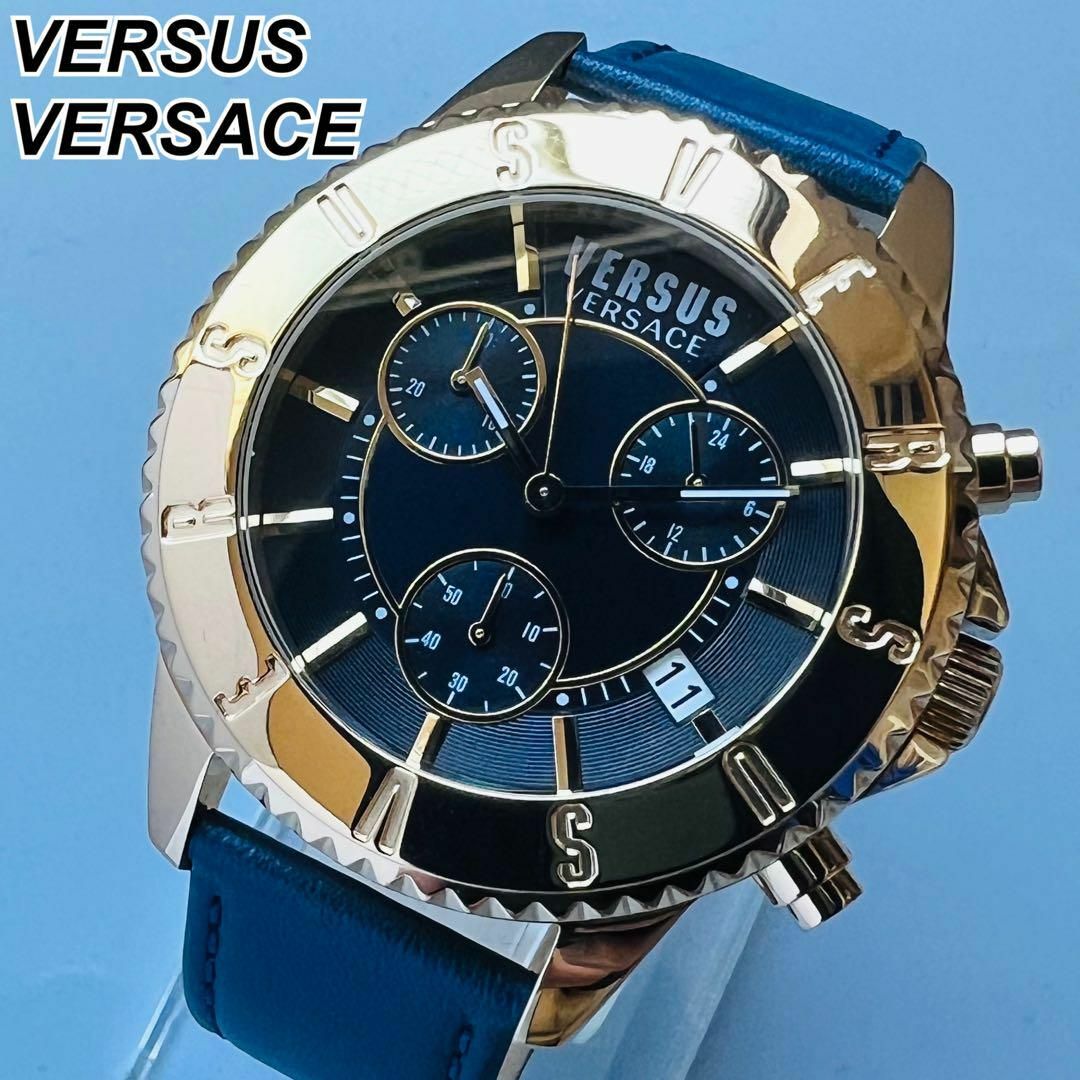 ヴェルサス ヴェルサーチ 腕時計 新品 メンズ ゴールド  レザーバンド 電池式