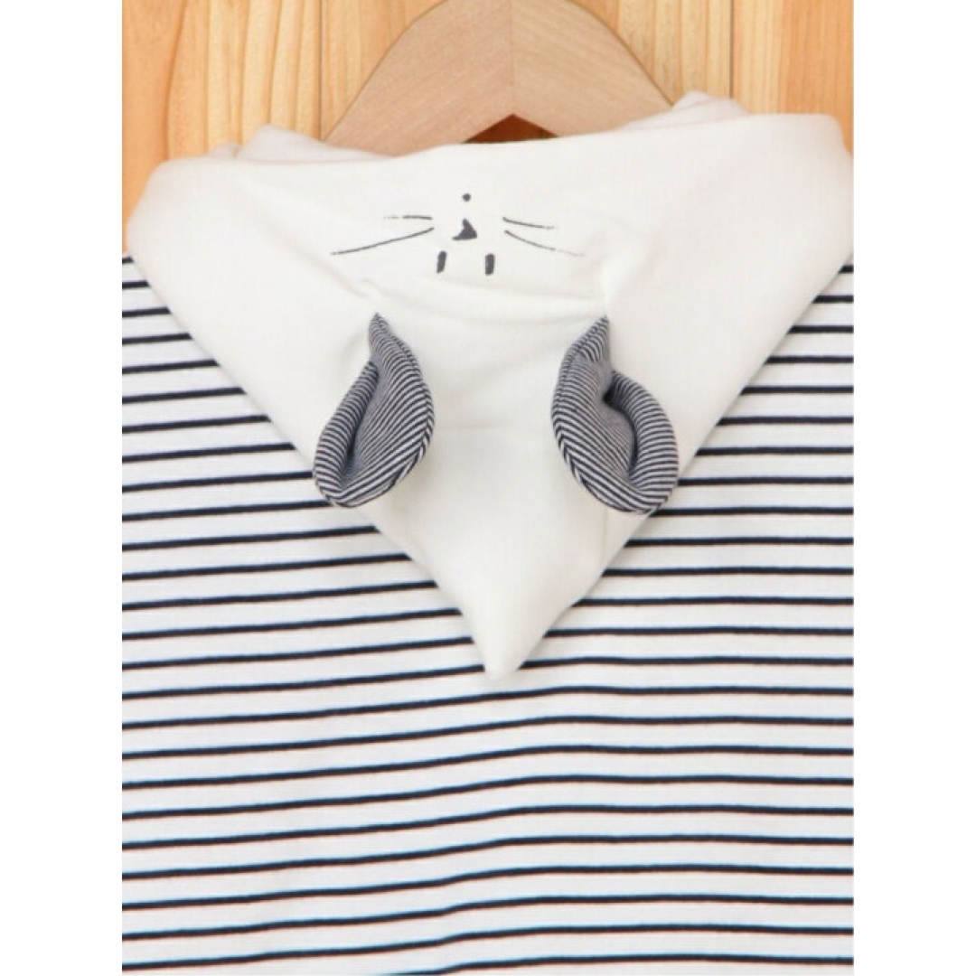 PETIT BATEAU(プチバトー)の耳付きマリニエールケープ プチバトー  ポンチョ　キッズアウター  キッズ/ベビー/マタニティのベビー服(~85cm)(ジャケット/コート)の商品写真