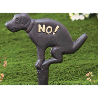新品　ペット 犬のフン 禁止 プレート 立て 警告 注意看板　庭　ガーデン(置物)