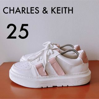 チャールズアンドキース(Charles and Keith)のCHARLES & KEITH レースアップ ベルクロスニーカー 25 厚底(スニーカー)