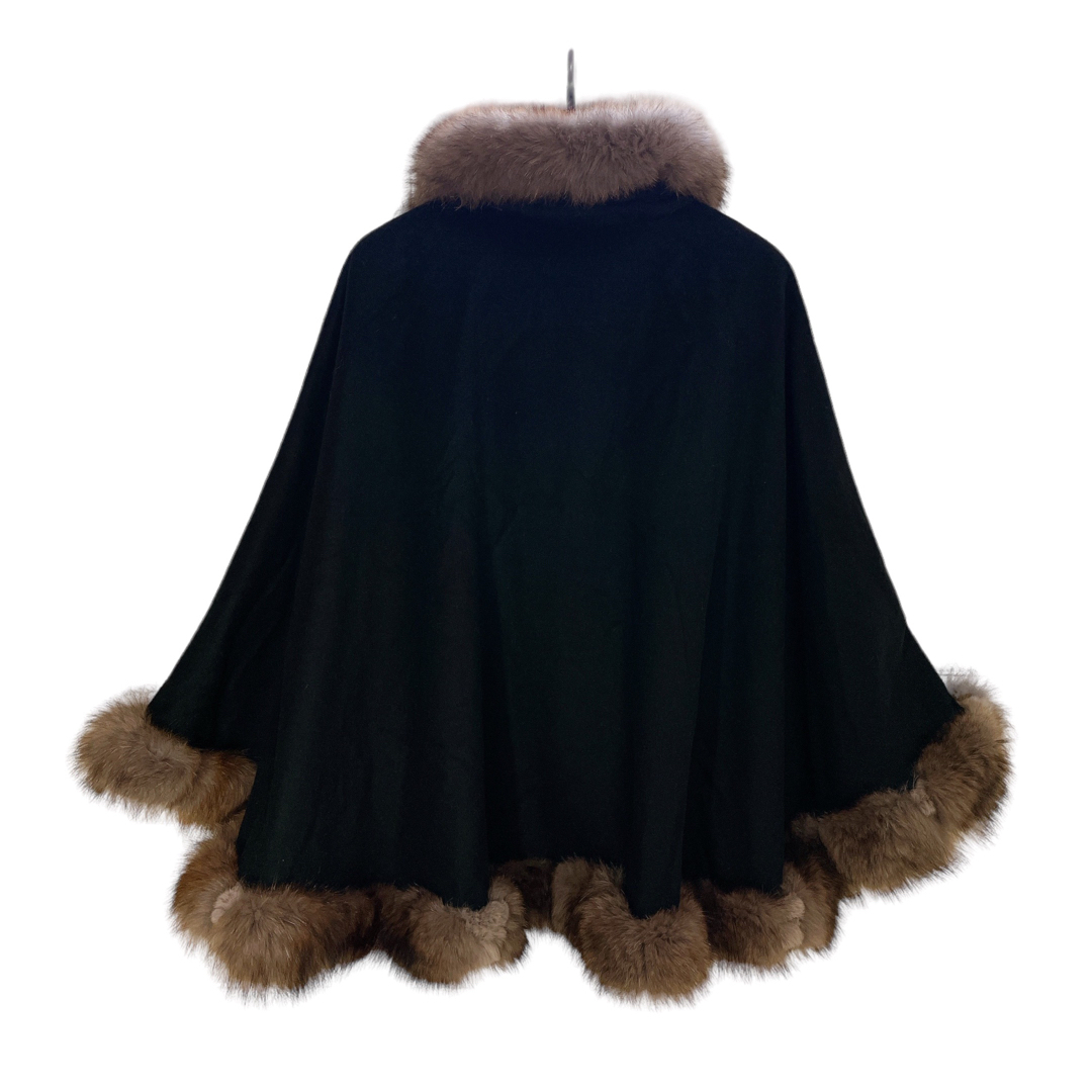 極美品】SAGA FURS カシミヤ100％ ブルーフォックス ポンチョ-