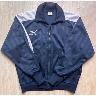 90s PUMA ハイネック トラックジャケット ジャージ 上下 黒 水色 S