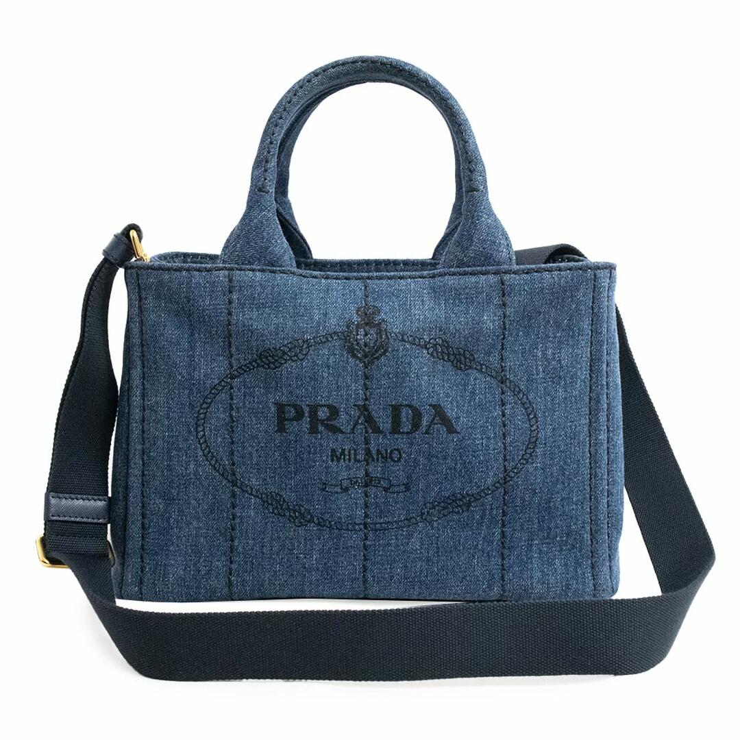 PRADA カナパ 2WAYショルダートートバッグ デニム ブルー 1BG439