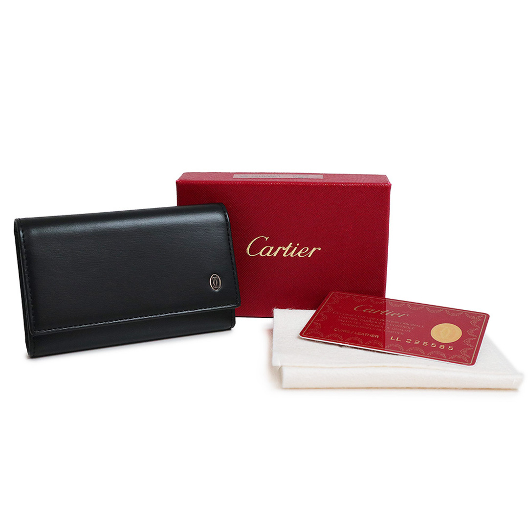 カルティエ パシャ 6連 キーケース カウハイドレザー ブラック 黒 シルバー金具 L3000127 箱付 Cartier（新品・未使用品）
