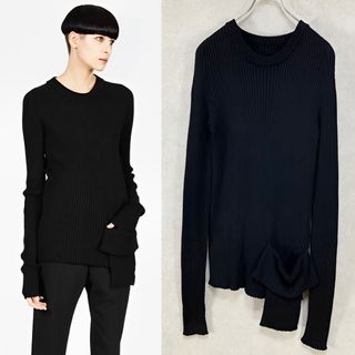 ヨウジヤマモト(Yohji Yamamoto)のヨウジヤマモト 21AW 7G4×2 WG POCKET PULLOVER 黒2(ニット/セーター)