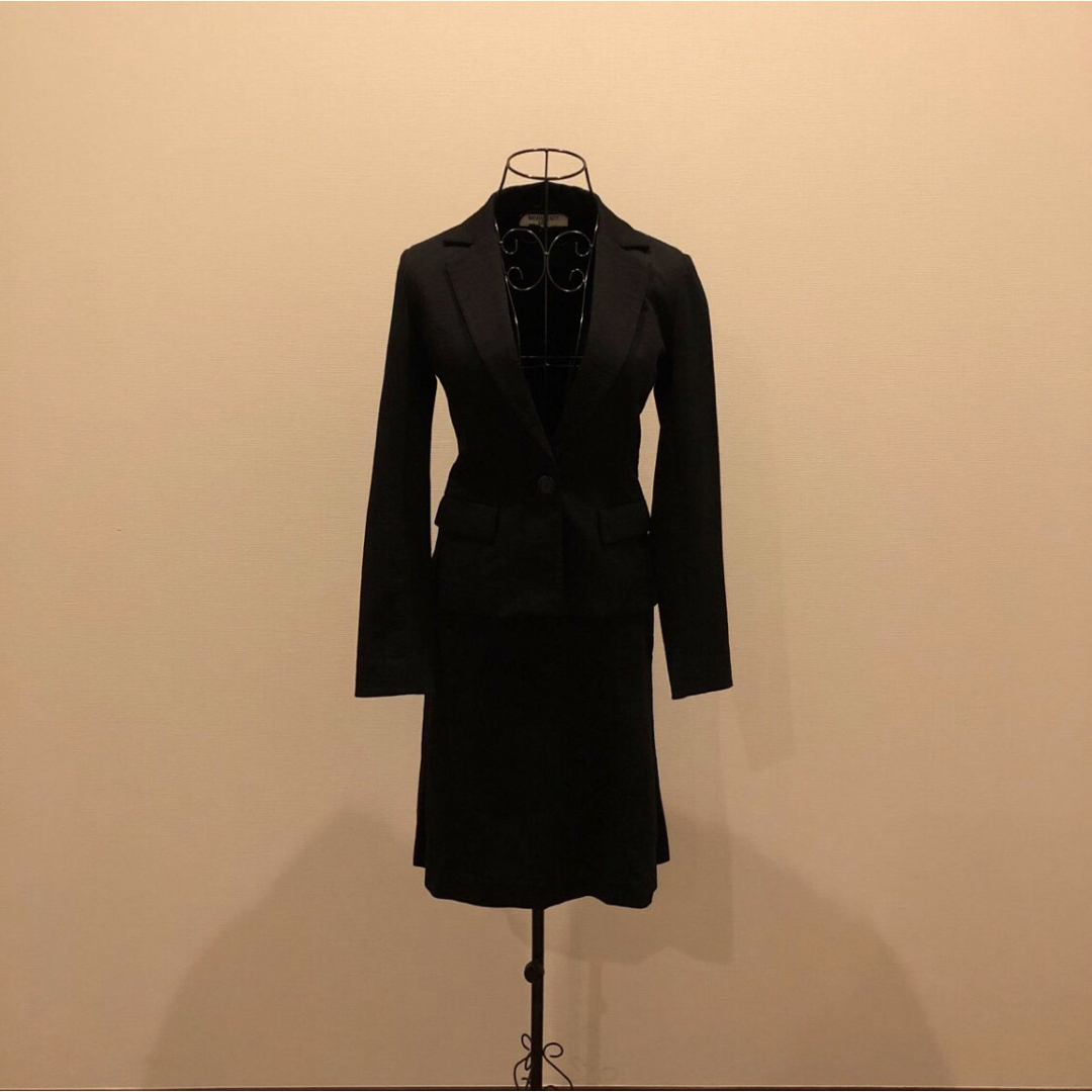 ナチュラルベーシック スーツ 黒 3点セット ジャケット パンツ スカート