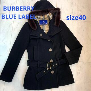 バーバリーブルーレーベル(BURBERRY BLUE LABEL)の☆超美品☆BURBERRY BLUE LABEL ハーフコート サイズ40 黒(ピーコート)