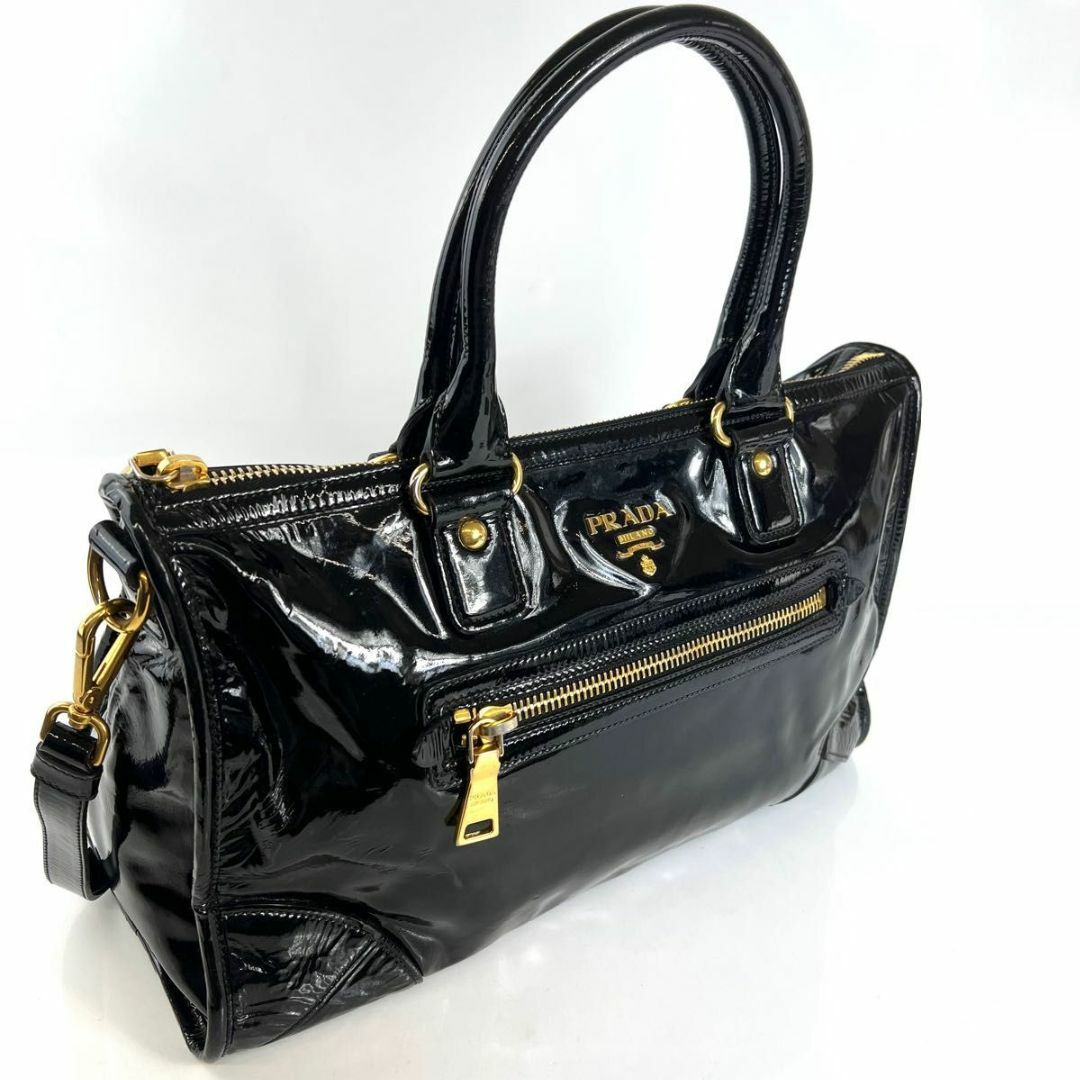 PRADA プラダ エナメル レザー 2way ハンドバッグ ショルダーバッグ