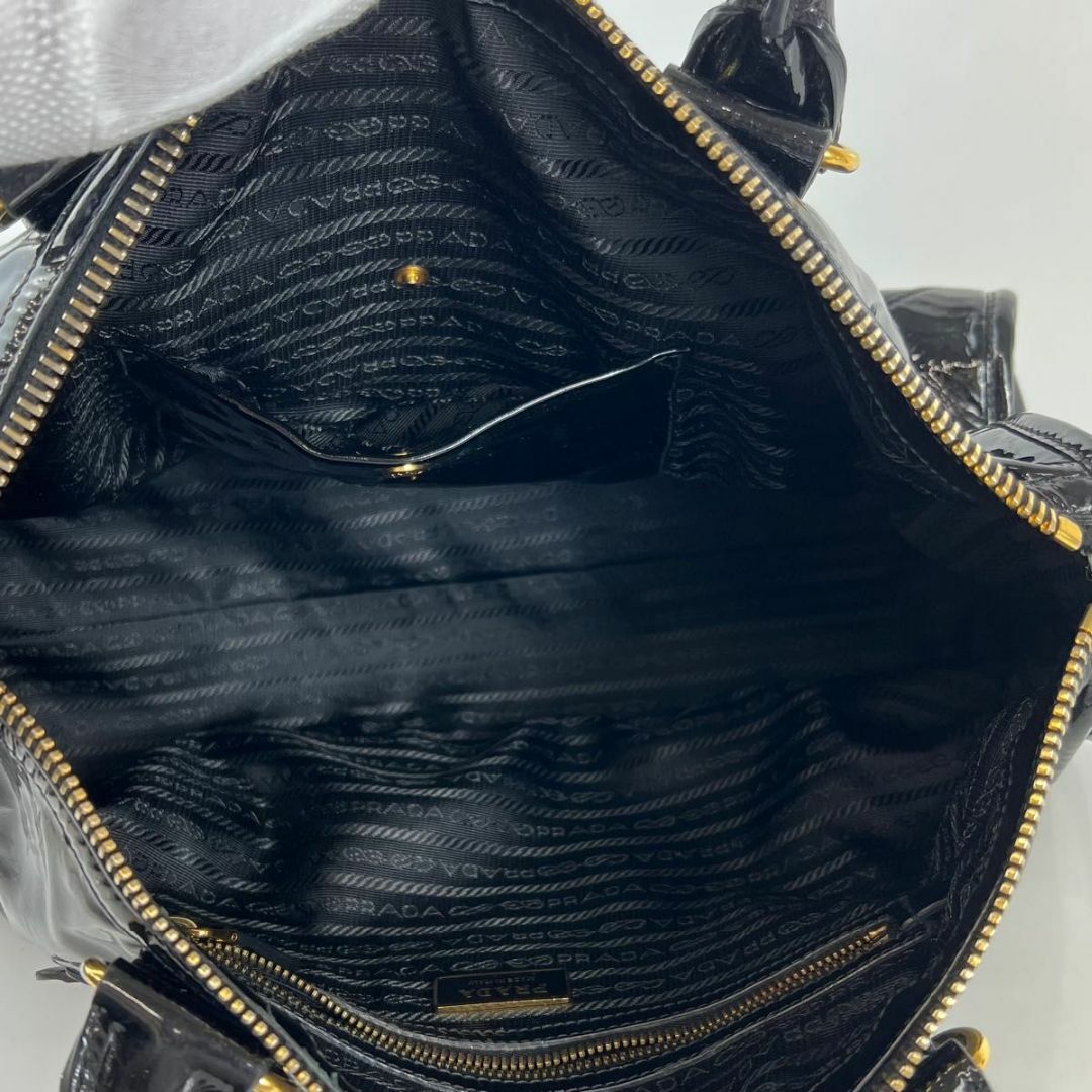 PRADA プラダ エナメル レザー 2way ハンドバッグ ショルダーバッグ