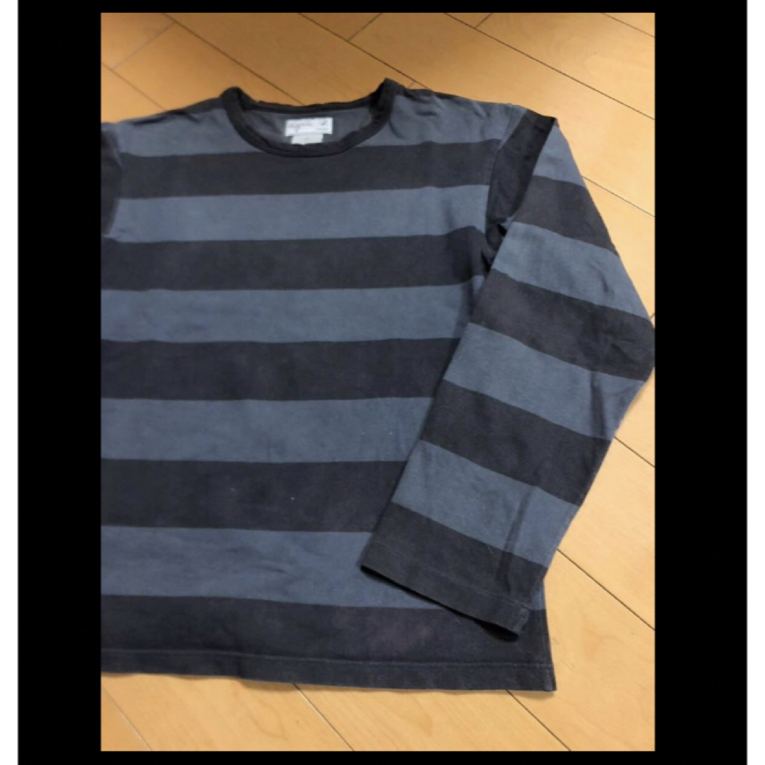 agnes b.(アニエスベー)のアニエスベーグレー×ネイビーコットンカットソ メンズのトップス(Tシャツ/カットソー(七分/長袖))の商品写真