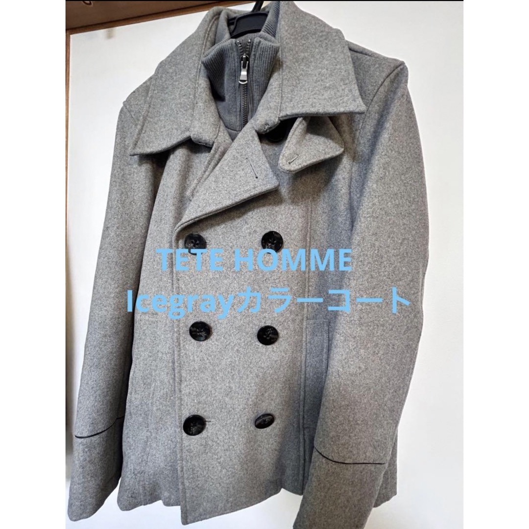 TETE HOMME(テットオム)のTETE HOMME アイスグレーカラー　コート メンズのジャケット/アウター(ピーコート)の商品写真