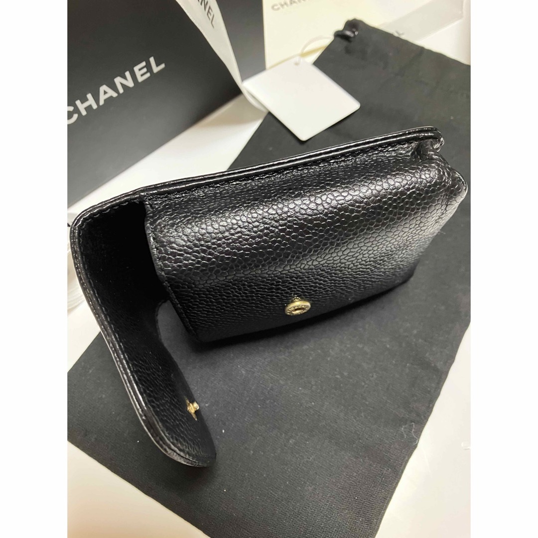 美品 CHANEL キャビアスキン シガレットケース ブラック正規品 小物入れ