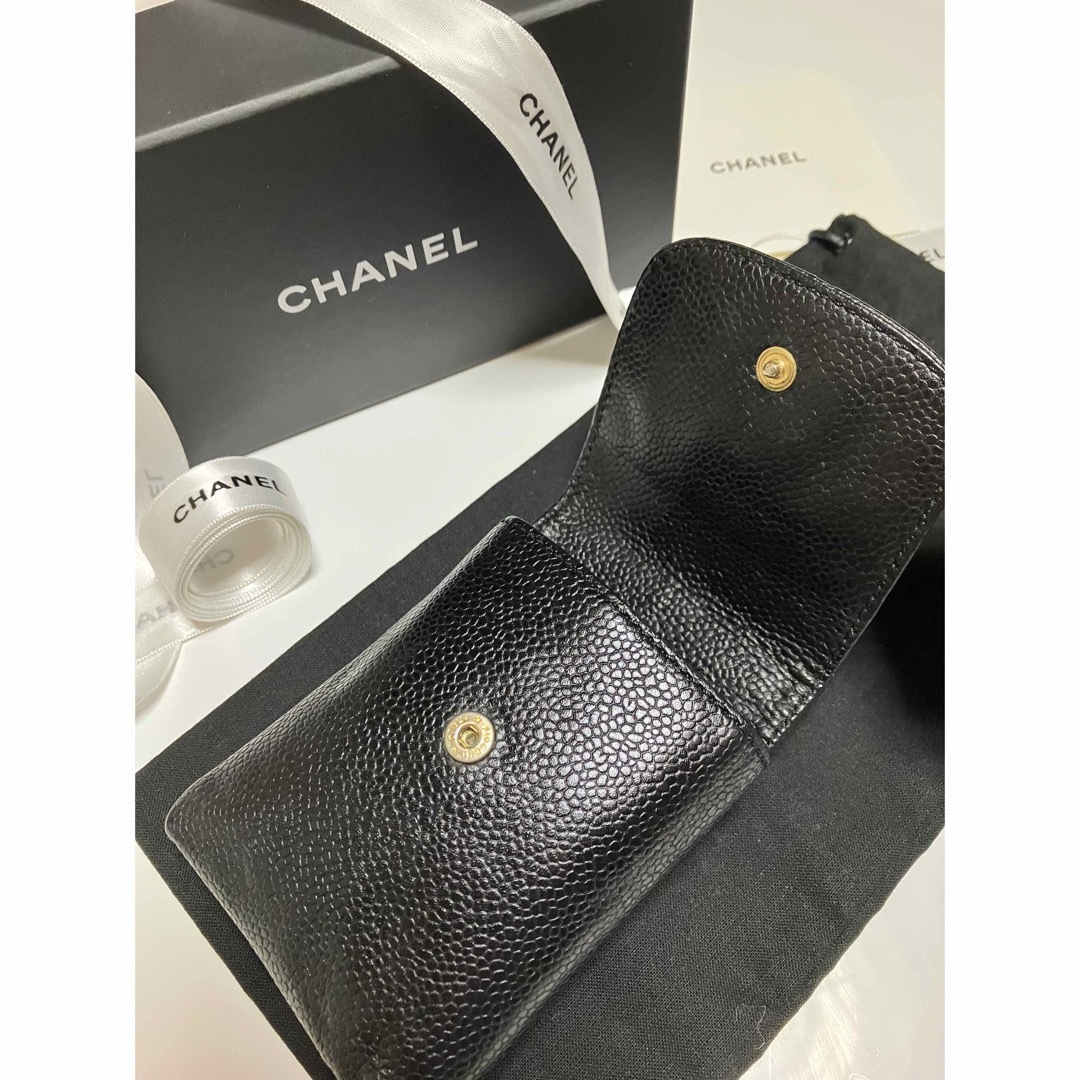 美品 CHANEL キャビアスキン シガレットケース ブラック正規品 小物入れ