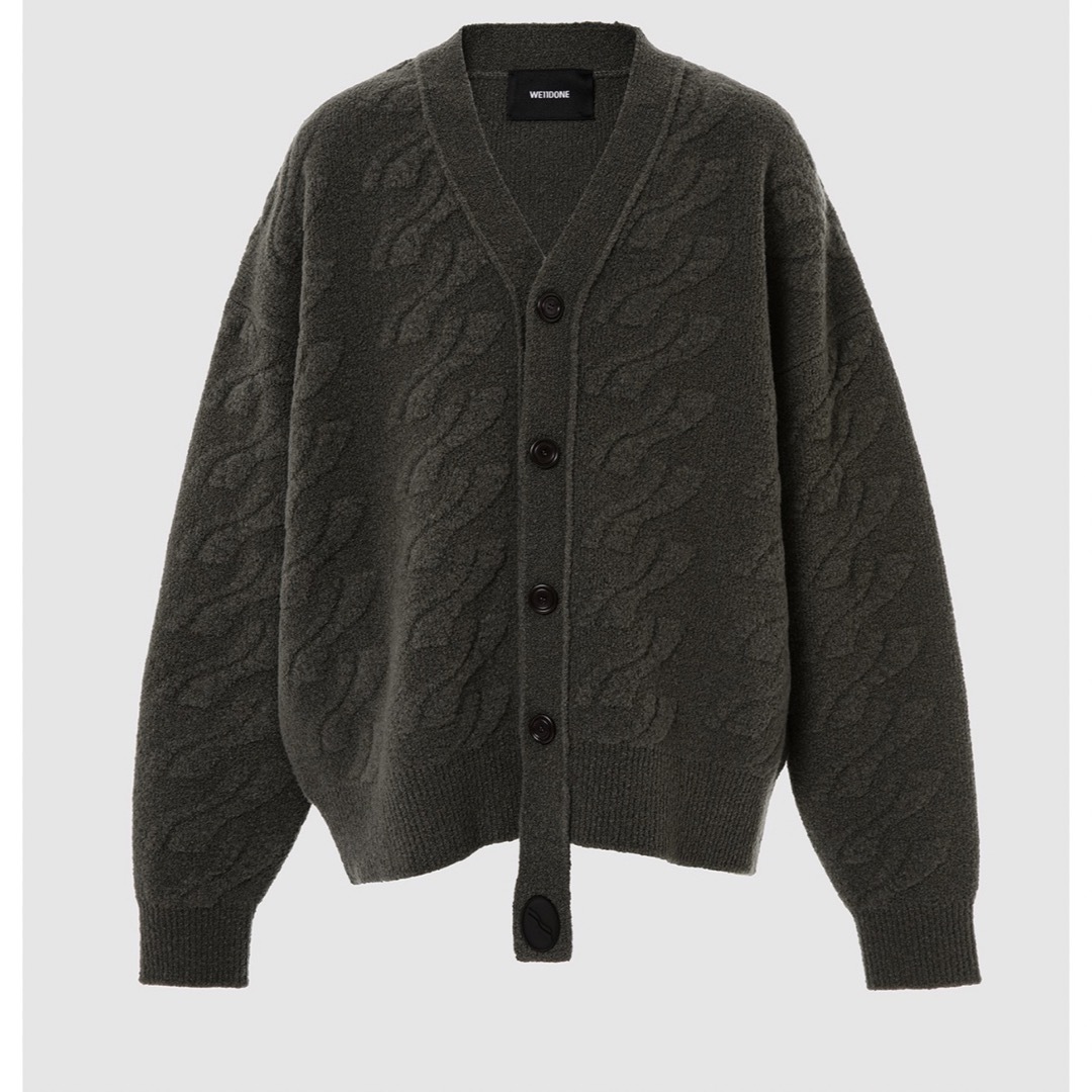 PEACEMINUSONE - WE11DONE GREYLOGOCABLEFELTEDKNITCARDIGANの通販 by