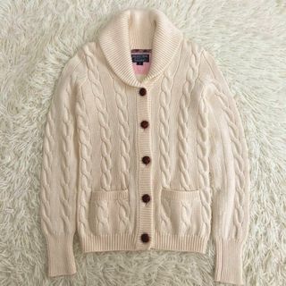 ポロラルフローレン(POLO RALPH LAUREN)の【ホットケーキ様専用】ケーブルニットカーディガン　白　Sサイズ　カシミア入(カーディガン)