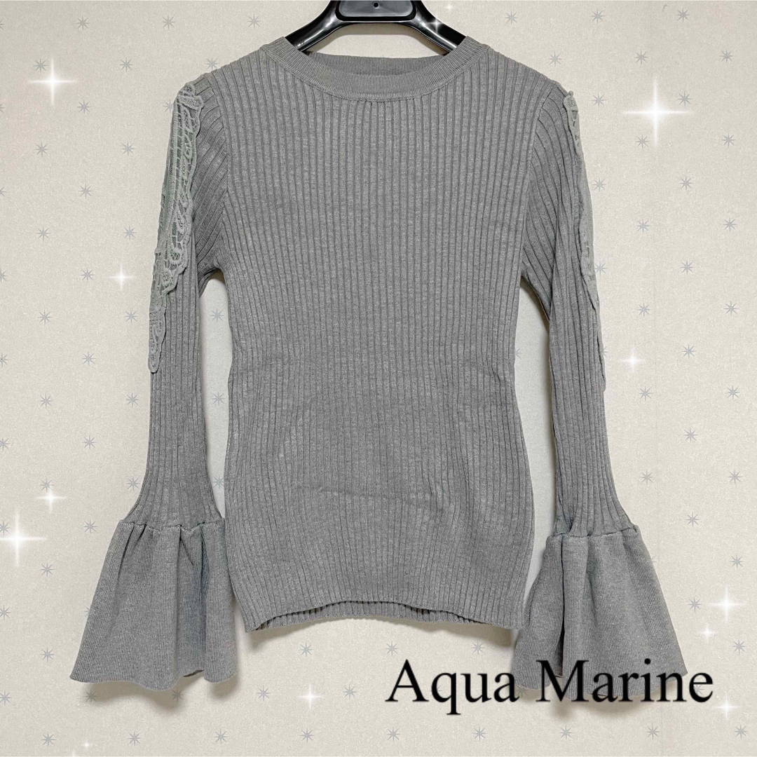 【Aqua Marine】フレア＊スリーブ＊シースルー＊リブニット＊大人＊可愛い レディースのトップス(カットソー(長袖/七分))の商品写真