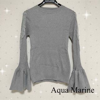 【Aqua Marine】フレアスリーブ＊シースルーリブニット(カットソー(長袖/七分))