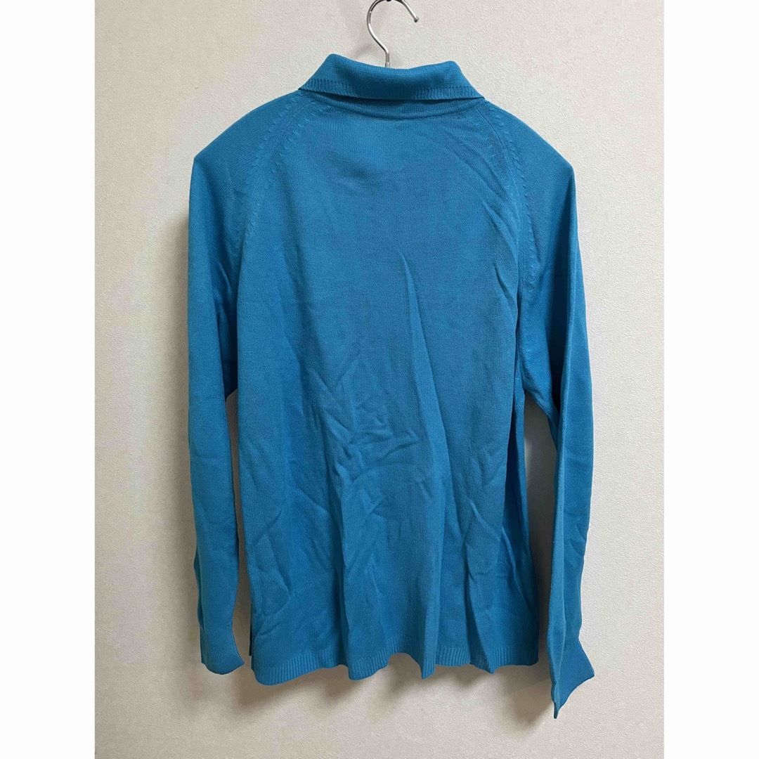 丸襟　ブルー　ニット　ヨーロッパ古着　ヴィンテージ レディースのトップス(ニット/セーター)の商品写真
